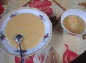 Hình của món Cháo tôm bí đỏ.