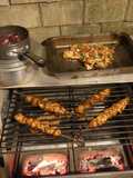 Chicken satay kebabs and home made pili pili cheesy chapati nachos in the jiko oven :)