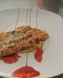 Trucha asalmonada con eneldo y mostaza