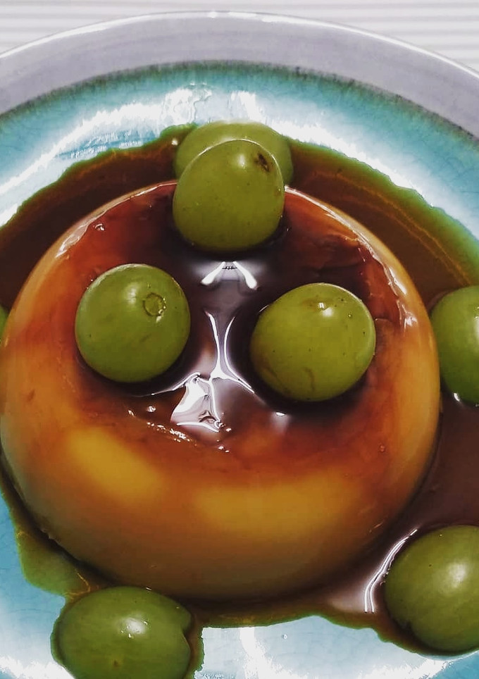 Una foto de Pudín de yogur y uvas
