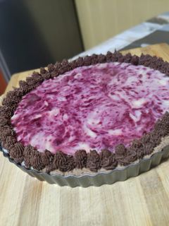 Una foto de Tarta de frambuesas con ganache de chocolate