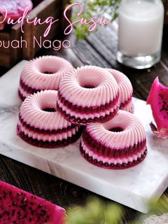 Foto resep Puding susu buah naga