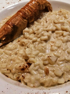 Una foto de Risotto de cigalas con crema sin lactosa.Ideal para intolerantes