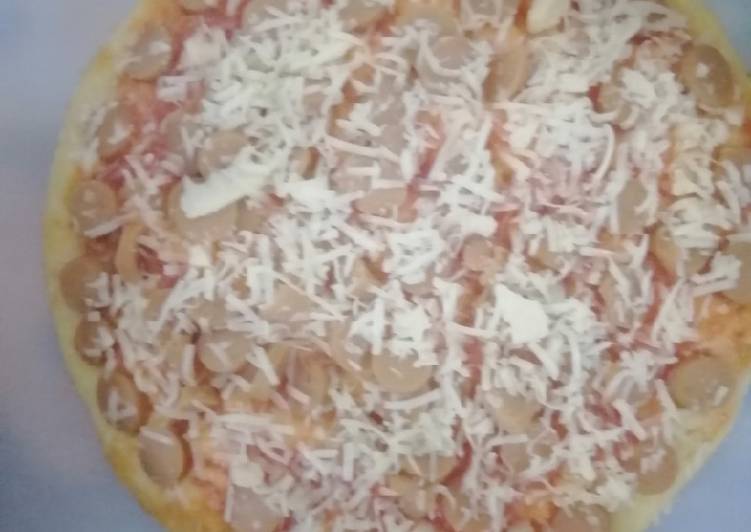 Resep masakan Sausage Cheese Pizza (Teflon Cooking) | Resep Membuat Sausage Cheese Pizza (Teflon Cooking) Yang Paling Enak