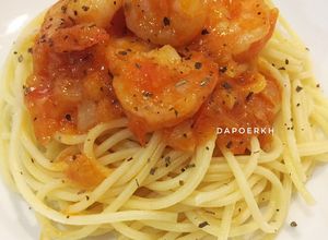Foto resep Prawn Spaghetti with Tomato Sauce