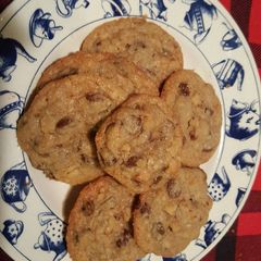 A picture of Chocolate chip cookies w/ walnut and coconut.