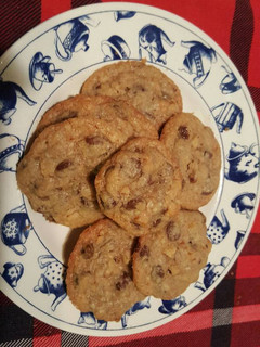 A picture of Chocolate chip cookies w/ walnut and coconut.