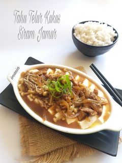 Foto resep Tahu Telur Kukus Siram Jamur