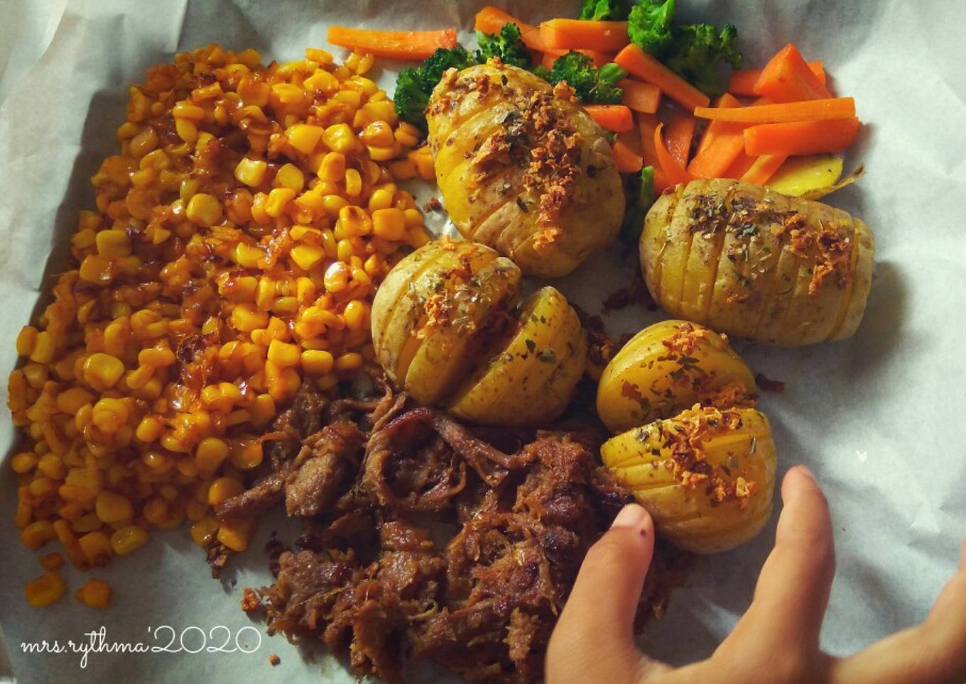 Jagung Bakar Teflon & Hasselback Potatoes