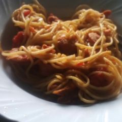 A picture of Sausage n spaghetti.