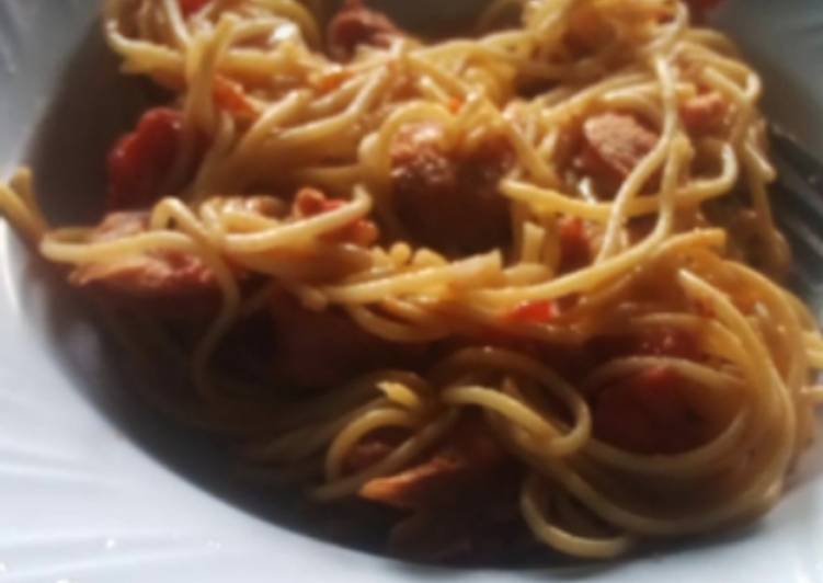 Steps to Make Any-night-of-the-week Sausage n spaghetti