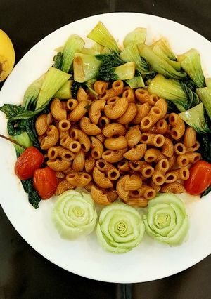 Hình của món Nui xào sốt teriyaki.