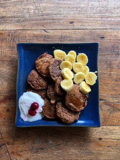 A picture of Cinnamon pancakes on coconut whey.