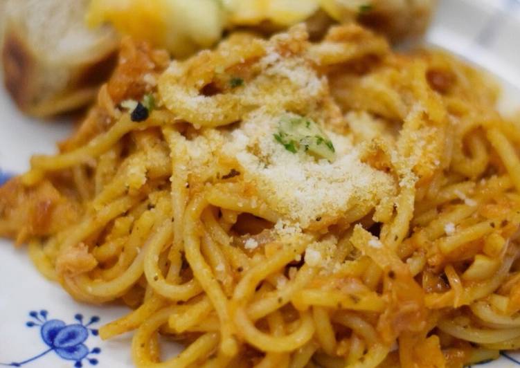 Cara Gampang Membuat Spaghetti tuna sauce Anti Gagal