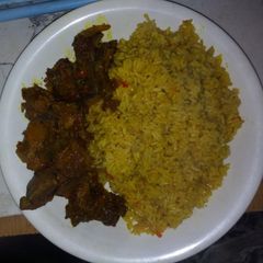 A picture of Jollop rice with pepper meat.