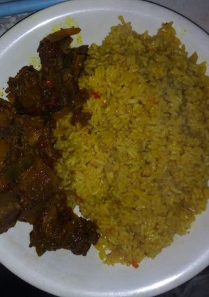 A picture of Jollop rice with pepper meat.