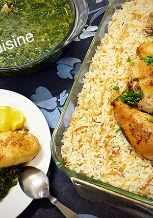 صورة لوصفة سبانخ ورز مع الدجاج