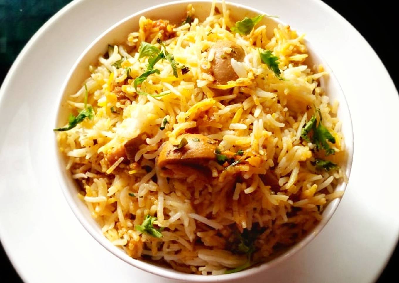 Mushroom biryani