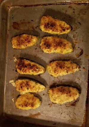 A picture of Goat and cheddar cheese jalapeno poppers.