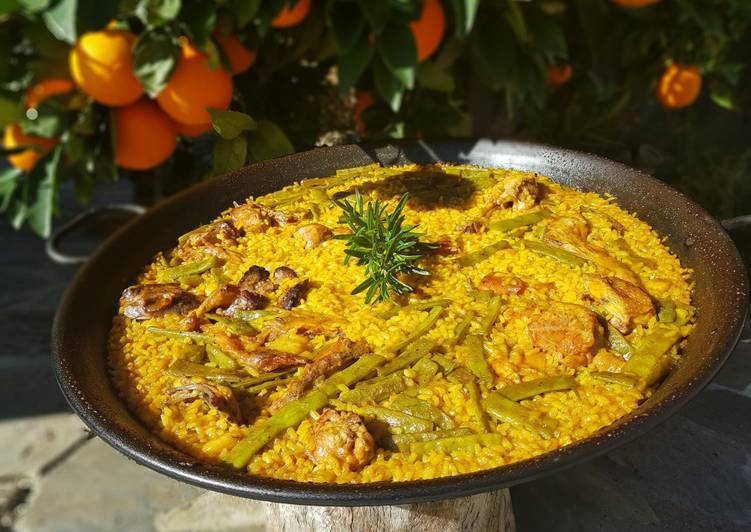 Paella Valenciana de pollo y conejo🥘 Receta de Jurgen Riquelme Cookpad