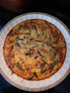 A picture of Crustless Asparagus & Bacon Quiche.