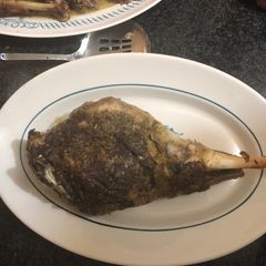 A picture of Roasted leg of lamb.