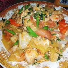 รูปของ Capcay udang + sosis pedas