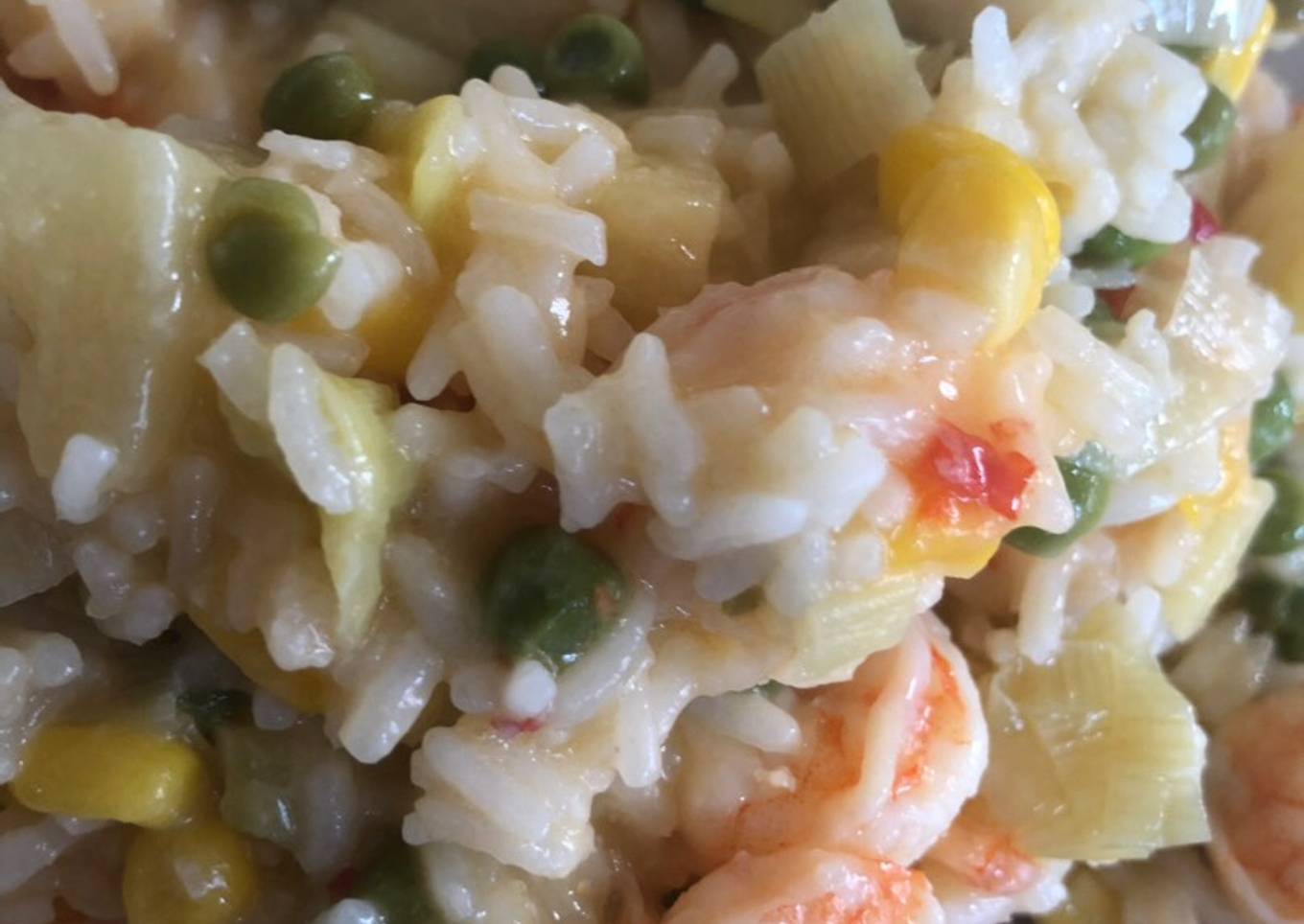 Prawn, Pineapple with Vegetables Sticky Stir Fry Rice