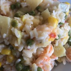 Prawn, Pineapple with Vegetables Sticky Stir Fry Rice A picture of Prawn, Pineapple with Vegetables Sticky Stir Fry Rice.