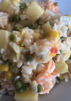 A picture of Prawn, Pineapple with Vegetables Sticky Stir Fry Rice.