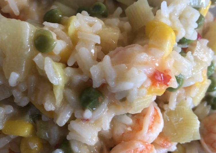 Simple Way to Prepare Quick Prawn, Pineapple with Vegetables Sticky Stir Fry Rice
