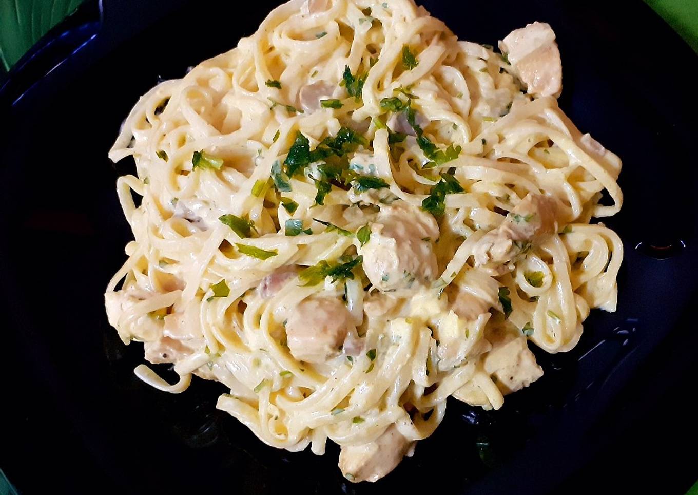 Tagliatelles au poulet et aux champignons