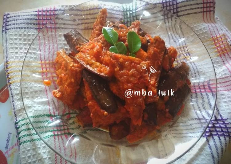 Cara mudah mengolah Balado terong🍆-tempe, Lezat