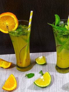 A picture of Orange Mosambi Mint Mojito Mocktail.