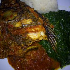 A picture of Ugali,fishstew &veges #mystaplefoodrecipecontest #4weekchallenge.