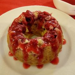 A picture of #cake baking with fruits Raspberry mini bundt cake.