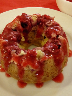 A picture of #cake baking with fruits Raspberry mini bundt cake.