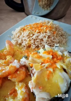Une photo de Darnes de cabillaud et son riz sauce curcuma au Cook Expert