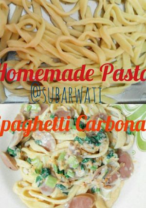 Foto resep Homemade pasta dan spaghetti carbonara