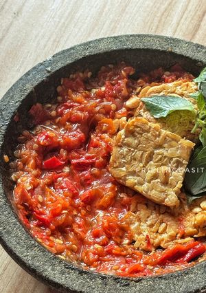 Foto resep Sambal Tempe Penyet Panggang Teflon (Oil-Free)