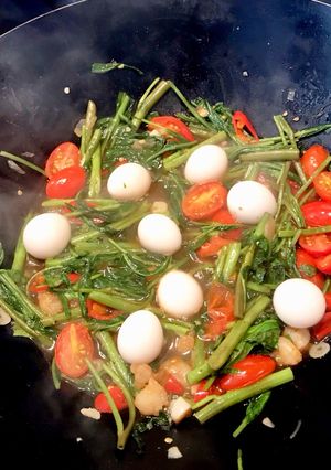 A picture of Quail Egg StirFry.