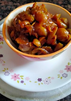 A picture of Sweet and spicy karonda sabzi with jaggery.