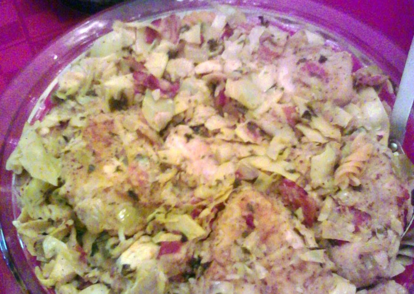 Chicken & Artichokes over pasta