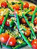 Green Bean & Semi Roasted Cherry Tomato Salad with Zesty Walnut & Sourdough Gremolata