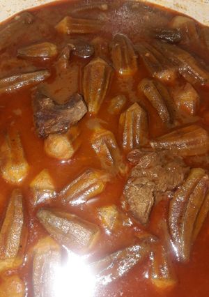 صورة لوصفة طاجن باميه باللحمة