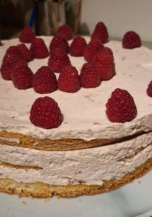 Une photo de Entremet fraise framboise