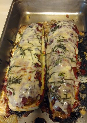 A picture of Zucchini Boats.