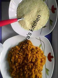 A picture of Baked beans with gari.(kwaki).