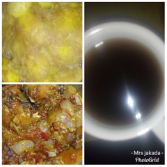 A picture of Pepper chicken,Irish in flour n egg & black tea.