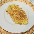 Tortilla de puerro y gambas